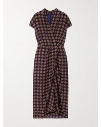 Dries Van Noten - Wrap-Effect Printed Silk-Crepe Midi Dress - Lyst