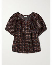 Doen - June Gathered Floral-Print Organic Cotton-Voile Blouse - Lyst