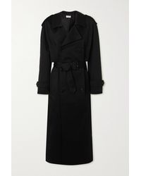 Saint Laurent Double-breasted Belted Cotton-twill Trench Coat - Black