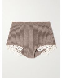 Magda Butrym - Shorts Aus Geripptem Kaschmir Mit Besätzen Aus Gehäkelter Baumwollspitze - Lyst