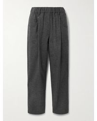 Brunello Cucinelli - Cropped Pleated Virgin Wool And Cashmere-Blend Pants - Lyst