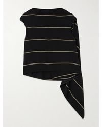 Proenza Schouler - Sutton Button-Detailed Asymmetric Paneled Striped Crepe Top - Lyst