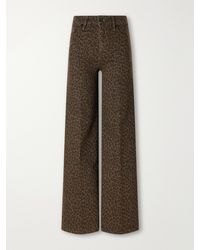 FRAME - Le Slim Palazzo Leopard-Print High-Rise Flared Jeans - Lyst