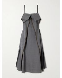 Sacai - Pleated Ruffled Wool Midi Dress - Lyst