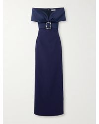 Safiyaa - Schulterfreie Robe Aus Crêpe Mit Gürtel Und Kristallen - Lyst