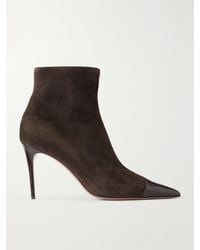 Paris Texas - Vera 85 Croc-Effect Leather-Trimmed Suede Ankle Boots - Lyst