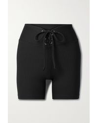 Year Of Ours Football Lace-up Ribbed Stretch Biker Shorts - Black