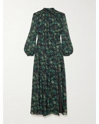 Saloni - Jacqui B Belted Printed Silk-Georgette Midi Dress - Lyst