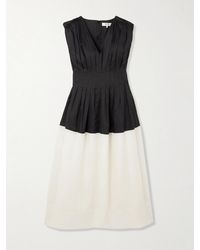 Sea - Nicola Two-Tone Pintucked Ramie Midi Dress - Lyst