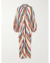 Marrakshi Life - The Balloon Sleeve Touareg Striped Cotton Maxi Dress - Lyst