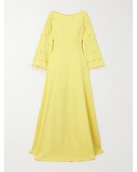 Huishan Zhang - Embellished Feathered Recycled Stretch-Crepe Gown - Lyst