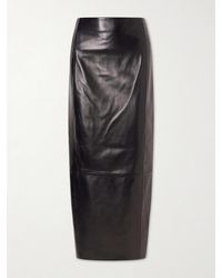 KHAITE - Lyle Leather Midi Skirt - Lyst