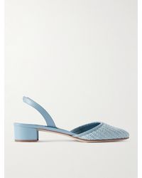 Manolo Blahnik - Raffro 30 Slingback-Pumps Aus Raffiabast Mit Lederbesätzen - Lyst