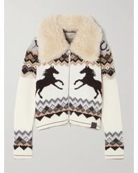Stella McCartney - Cardigan En Laine Jacquard À Finitions En Poils Synthétiques - Lyst