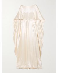 Huishan Zhang - Lea Belted Cape-Effect Satin Gown - Lyst