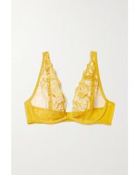 Maison Lejaby Sin Embroidered Stretch-tulle And Jersey Underwired Triangle Bra - Yellow
