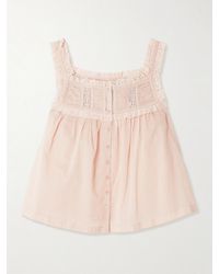 Doen - Fidella Cropped Lace-Trimmed Organic Cotton-Voile Top - Lyst