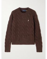 Polo Ralph Lauren - Zopfstrickpullover Aus Einer Woll-Kaschmirmischung Mit Stickerei - Lyst