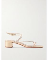 Aquazzura - Luca Braided Metallic Leather Sandals - Lyst