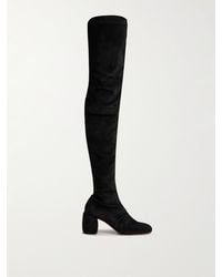 Christian Louboutin - Minny 70 Black Suede Over Knee Boots - Lyst
