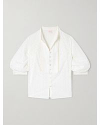 Loretta Caponi - Brunella Pintucked Broderie Anglaise Cotton Blouse - Lyst