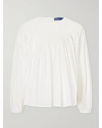 Polo Ralph Lauren - Ruched Cotton-Poplin Blouse - Lyst
