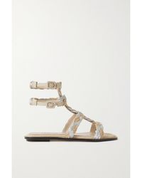 Serena Uziyel - Ronda Metallic Braided Jute And Leather Sandals - Lyst