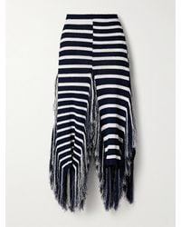 Proenza Schouler - Yves Asymmetric Fringed Striped Knitted Maxi Skirt - Lyst