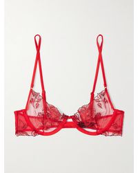 Kiki de Montparnasse - Dominique Silk-Blend Satin-Trimmed Embroidered Tulle Underwired Soft-Cup Bra - Lyst