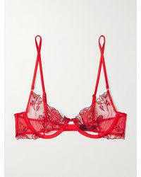 Kiki de Montparnasse - Dominique Silk-Blend Satin-Trimmed Embroidered Tulle Underwired Soft-Cup Bra - Lyst