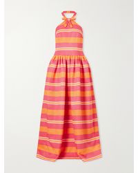 Emilia Wickstead - Striped Bow-Detailed Striped Taffeta Halterneck Gown - Lyst