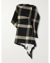 Loewe - Asymmetric Checked Crepe Mini Dress - Lyst