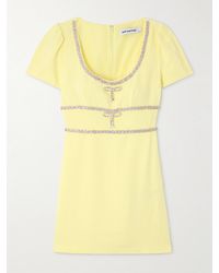 Self-Portrait - Crystal-Embellished Crepe Mini Dress - Lyst