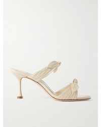 Manolo Blahnik - Lollo 70 Mules Aus Leder Mit Schleifen - Lyst