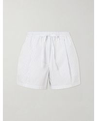 Dolce & Gabbana - Striped Cotton And Silk-Blend Drawstring Shorts - Lyst