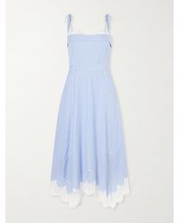 Jonathan Simkhai - Avaleigh Lace-Trimmed Striped Cotton-Poplin Midi Dress - Lyst