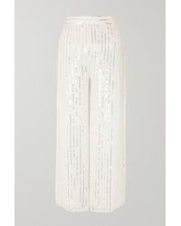 Temperley London Neri Sequin-embellished Crepe Wide-leg Trousers - White