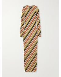 Jean Paul Gaultier - Retro Stripe Printed Mesh Maxi Dress - Lyst