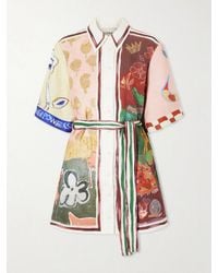ALÉMAIS - Tangible Love Belted Printed Linen Mini Dress - Lyst