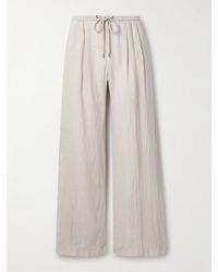 James Perse - Pleated Linen Wide-Leg Pants - Lyst