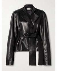 KHAITE - Edith Asymmetrische Jacke Aus Leder Mit Bindegürtel - Lyst
