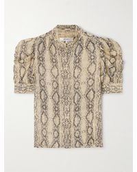FRAME - Gillian Snake-Print Silk-Chiffon Shirt - Lyst