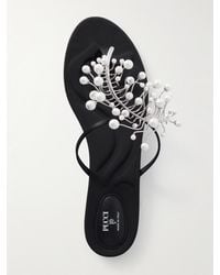 PUCCI - Embellished Satin Flip Flops - Lyst