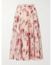 Erdem - Floral-Print Plissé-Voile Midi Skirt - Lyst