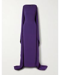 Solace London - Kaila Cape-Effect Crepe Gown - Lyst