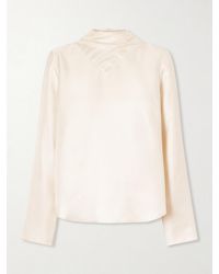 Loulou de Saison - Gala Scarf-Detail Silk-Twill Blouse - Lyst