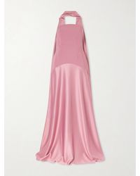 Solace London - Mae Scarf-Detailed Satin-Trimmed Crepe Gown - Lyst