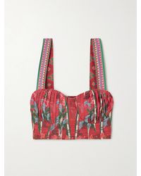 Emporio Sirenuse - + Net Sustain Dalia Pleated Printed Cotton Bustier Top - Lyst