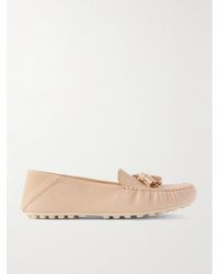 Loro Piana - Tasseled Textured-Leather Collapsible-Heel Loafers - Lyst