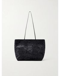Valesque - Spaghetti Leather-Trimmed Crushed-Velvet Shoulder Bag - Lyst
